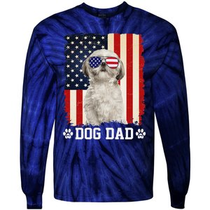 Cool Shih Tzu Dog Dad American Flag FatherS Day Tie-Dye Long Sleeve Shirt