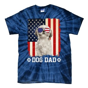 Cool Shih Tzu Dog Dad American Flag FatherS Day Tie-Dye T-Shirt