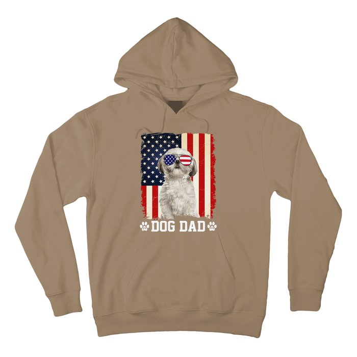 Cool Shih Tzu Dog Dad American Flag FatherS Day Hoodie