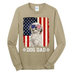 Cool Shih Tzu Dog Dad American Flag FatherS Day Tall Long Sleeve T-Shirt