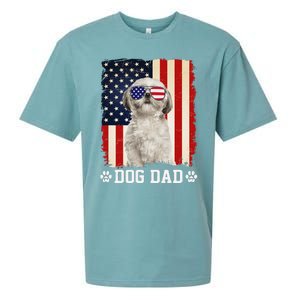 Cool Shih Tzu Dog Dad American Flag FatherS Day Sueded Cloud Jersey T-Shirt