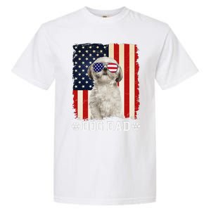 Cool Shih Tzu Dog Dad American Flag FatherS Day Garment-Dyed Heavyweight T-Shirt