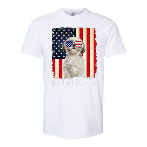 Cool Shih Tzu Dog Dad American Flag FatherS Day Softstyle CVC T-Shirt