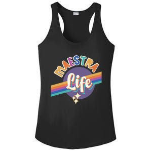 Colorful Spanish Teacher Maestra Life Gift Ladies PosiCharge Competitor Racerback Tank