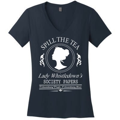 Cool Spill The Tea Lady Whistledown Society Paper Women's V-Neck T-Shirt