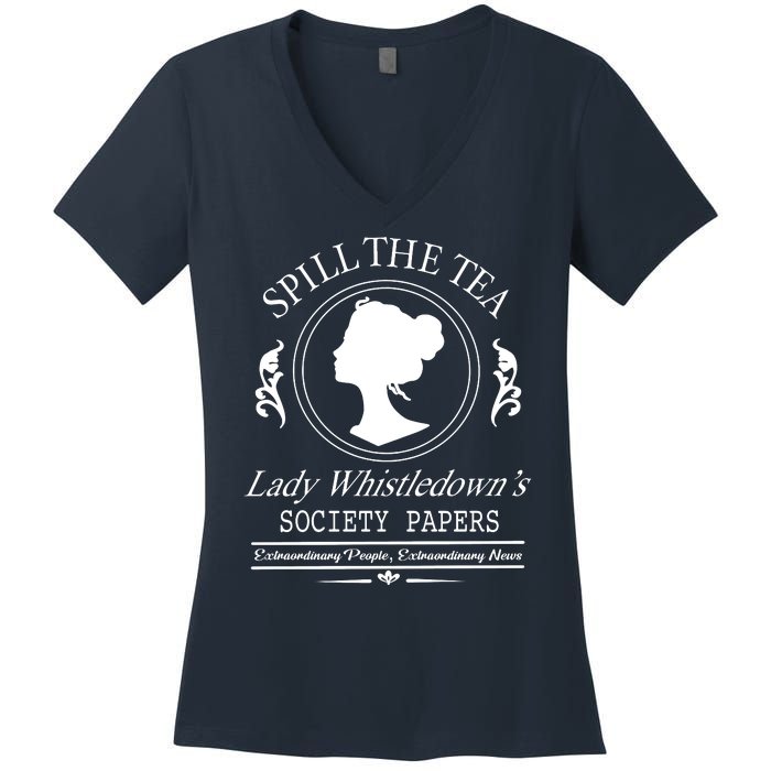 Cool Spill The Tea Lady Whistledown Society Paper Women's V-Neck T-Shirt