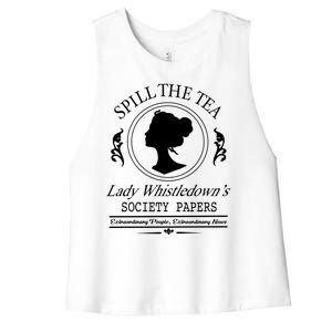 Cool Spill The Tea Lady Whistledown Society Paper Women's Racerback Cropped Tank