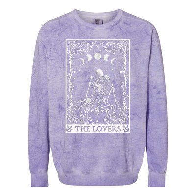 Celestial Skeleton The Lovers Tarot Card Moon Reading Holder Colorblast Crewneck Sweatshirt