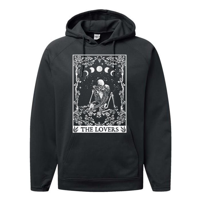 Celestial Skeleton The Lovers Tarot Card Moon Reading Holder Performance Fleece Hoodie