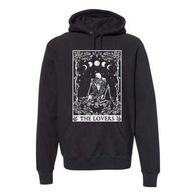 Celestial Skeleton The Lovers Tarot Card Moon Reading Holder Premium Hoodie