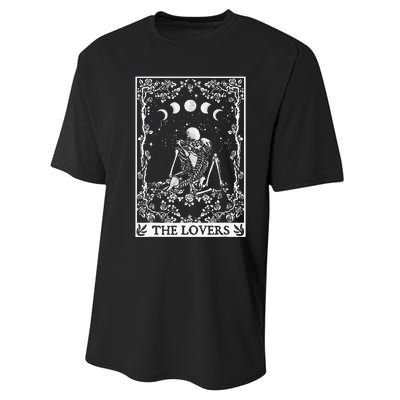 Celestial Skeleton The Lovers Tarot Card Moon Reading Holder Performance Sprint T-Shirt