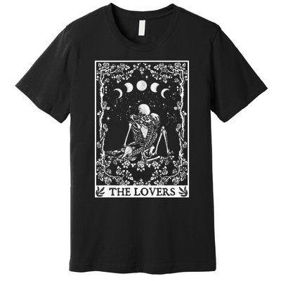 Celestial Skeleton The Lovers Tarot Card Moon Reading Holder Premium T-Shirt