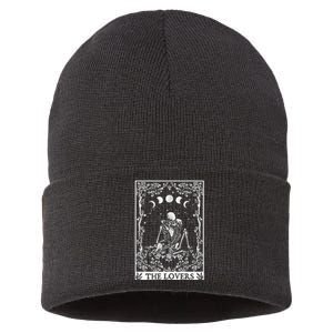 Celestial Skeleton The Lovers Tarot Card Moon Reading Holder Sustainable Knit Beanie