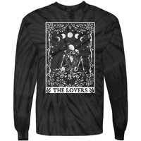 Celestial Skeleton The Lovers Tarot Card Moon Reading Holder Tie-Dye Long Sleeve Shirt