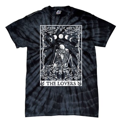 Celestial Skeleton The Lovers Tarot Card Moon Reading Holder Tie-Dye T-Shirt