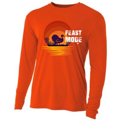 Cool Sunset Turkey Day Feast Mode Gift Cooling Performance Long Sleeve Crew