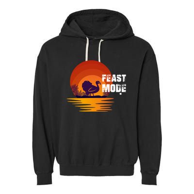 Cool Sunset Turkey Day Feast Mode Gift Garment-Dyed Fleece Hoodie