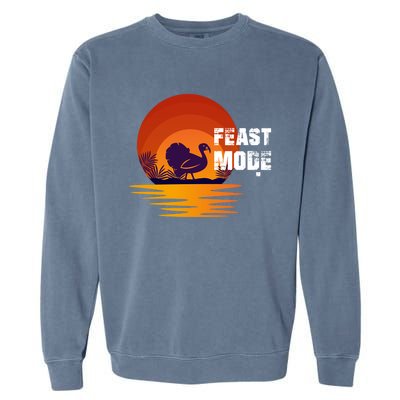 Cool Sunset Turkey Day Feast Mode Gift Garment-Dyed Sweatshirt