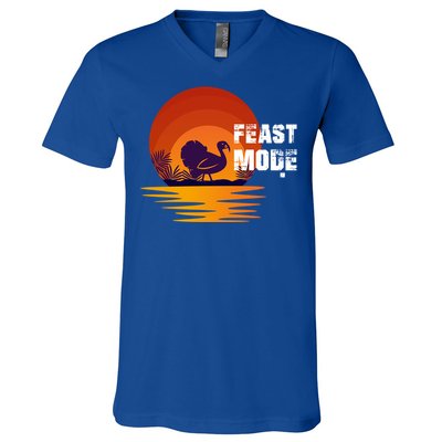 Cool Sunset Turkey Day Feast Mode Gift V-Neck T-Shirt