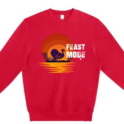 Cool Sunset Turkey Day Feast Mode Gift Premium Crewneck Sweatshirt