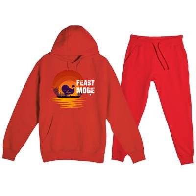 Cool Sunset Turkey Day Feast Mode Gift Premium Hooded Sweatsuit Set