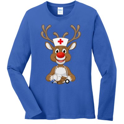 Christmas Scrub Top Reindeer Scrubs Rubber Gloves Nurses Great Gift Ladies Long Sleeve Shirt