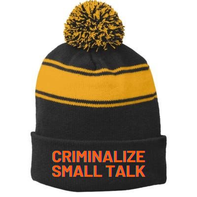 Criminalize Small Talk Stripe Pom Pom Beanie