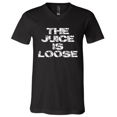 Casual Summer Trendy THE JUICE IS LOOSE Electric V-Neck T-Shirt