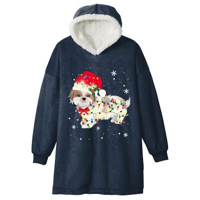 Christmas Shih Tzu Meaningful Gift Hooded Wearable Blanket