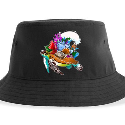 Cool Sea Turtle Ocean Life Sustainable Bucket Hat