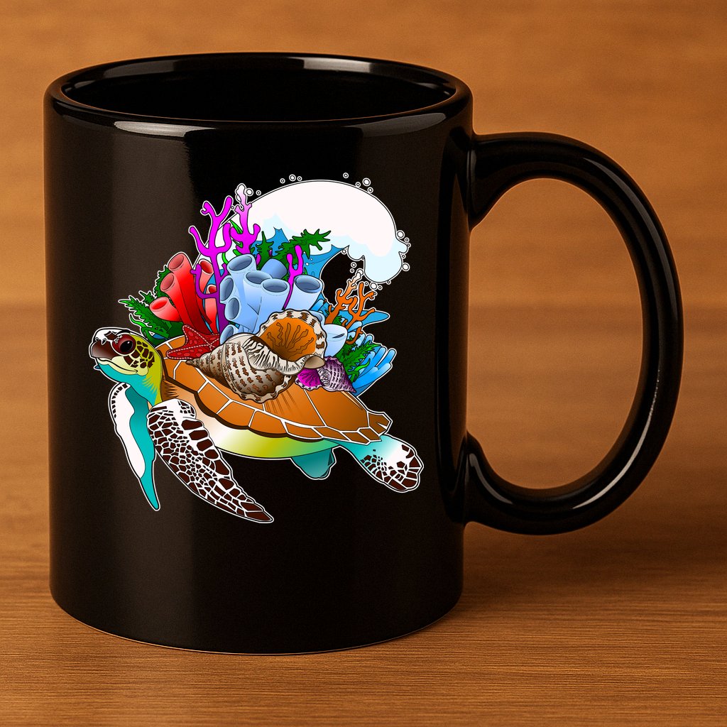 Cool Sea Turtle Ocean Life 11oz C Handle Ceramic Mug