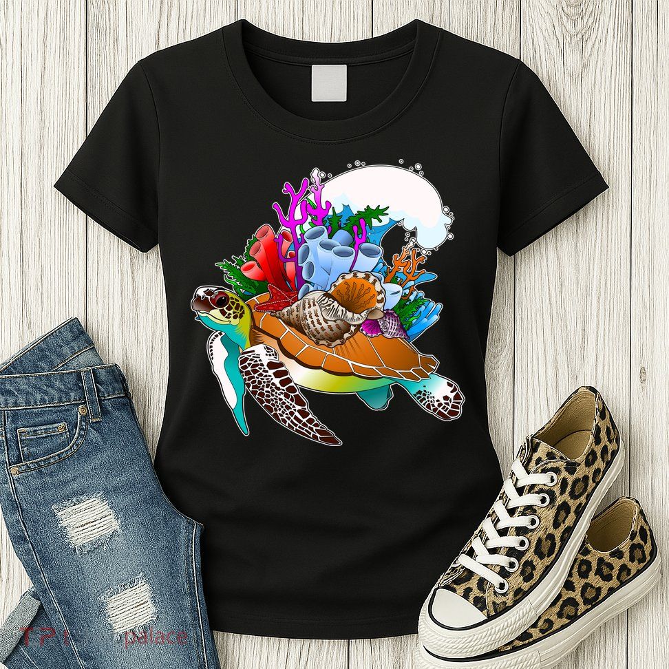 Cool Sea Turtle Ocean Life Womens T-Shirt