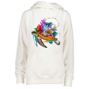 Cool Sea Turtle Ocean Life Womens Funnel Neck Pullover Hood