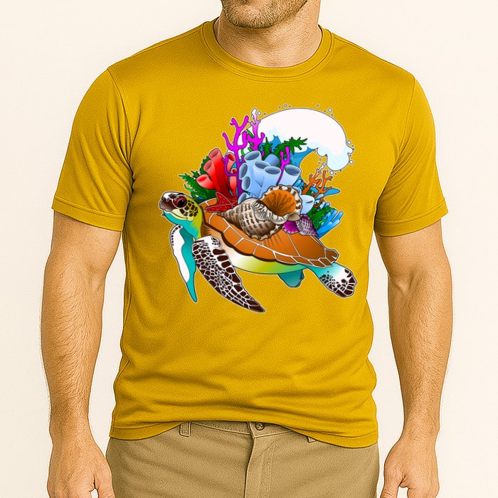 Cool Sea Turtle Ocean Life Cooling Performance Crew T-Shirt