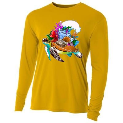 Cool Sea Turtle Ocean Life Cooling Performance Long Sleeve Crew