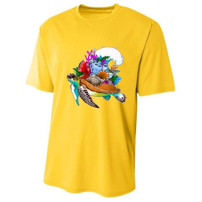 Cool Sea Turtle Ocean Life Youth Performance Sprint T-Shirt
