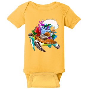 Cool Sea Turtle Ocean Life Baby Bodysuit