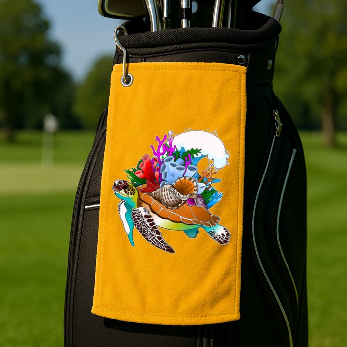 Cool Sea Turtle Ocean Life Golf Towel