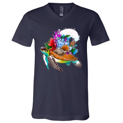 Cool Sea Turtle Ocean Life V-Neck T-Shirt