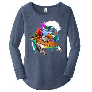 Cool Sea Turtle Ocean Life Women's Perfect Tri Tunic Long Sleeve Shirt