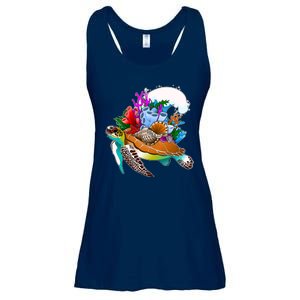 Cool Sea Turtle Ocean Life Ladies Essential Flowy Tank