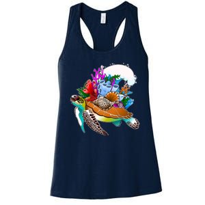 Cool Sea Turtle Ocean Life Women's Racerback Tank