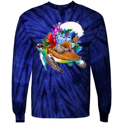 Cool Sea Turtle Ocean Life Tie-Dye Long Sleeve Shirt