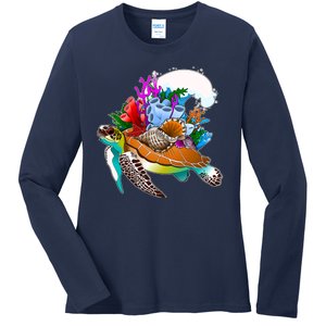 Cool Sea Turtle Ocean Life Ladies Long Sleeve Shirt