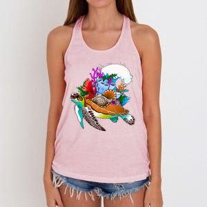 Cool Sea Turtle Ocean Life Women's Knotted Racerback Tank