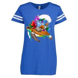 Cool Sea Turtle Ocean Life Enza Ladies Jersey Football T-Shirt