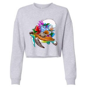 Cool Sea Turtle Ocean Life Cropped Pullover Crew