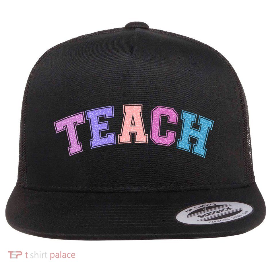 Cute Sporty Teach Logo Flat Bill Trucker Hat