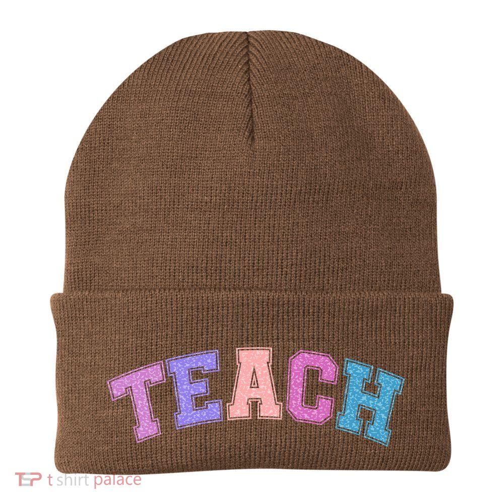 Cute Sporty Teach Logo Knit Cap Winter Beanie