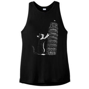 Cat Scratching The Leaning Tower Of Pisa – Italy Funny Cat Ladies PosiCharge Tri-Blend Wicking Tank